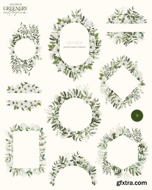 CreativeMarket - Greenery Watercolor Collection 7139406