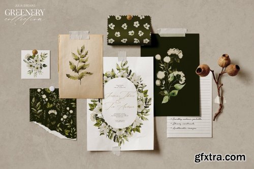 CreativeMarket - Greenery Watercolor Collection 7139406