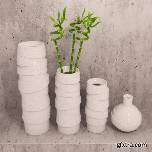 Vases and bamboo set 1