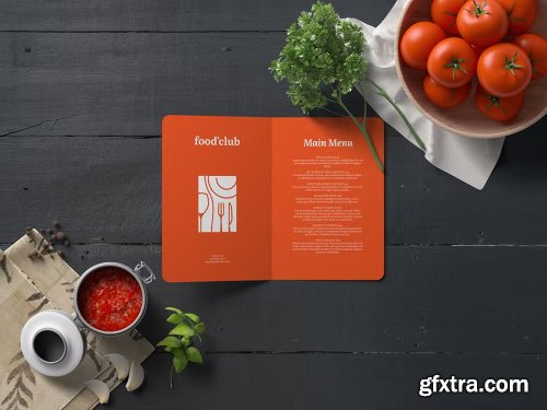 A5 Rounded Bi-Fold Brochure Mockup — Kitchen Set