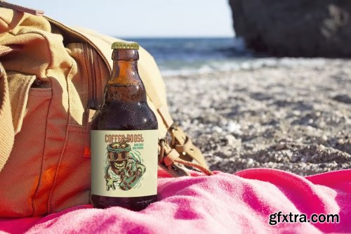 Belgian Beer Mockup on the Beach