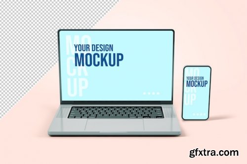 Laptop and phone device mockup