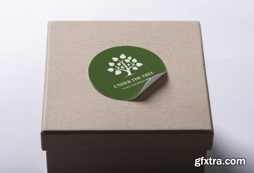 Realistic paper sticker mockup