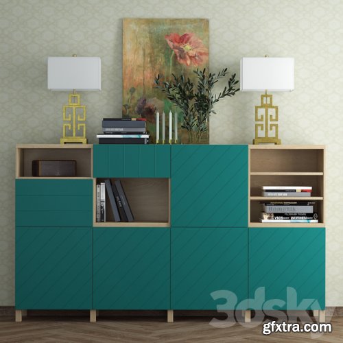 Combination for storage Ikea Besta Hallstavik (blue - green)