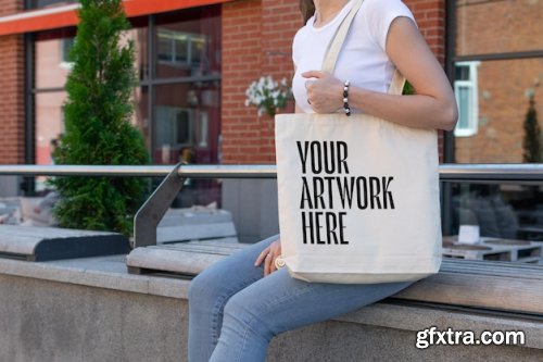 Canvas tote bag mockup