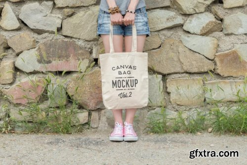 Canvas tote bag mockup