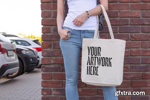 Canvas tote bag mockup