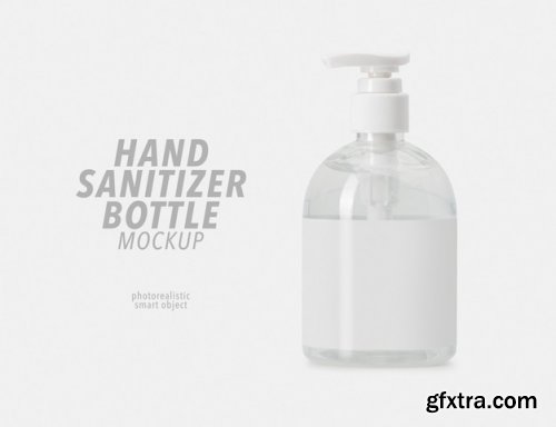 Hand sanitizer in a clear pump bottle mockup