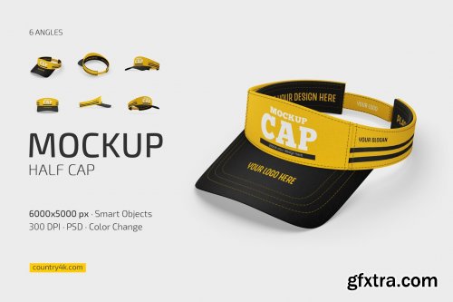 CreativeMarket - Half Cap Mockup Set 7186704