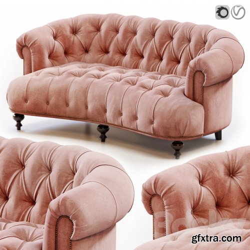 Brussel blush tufted sofa