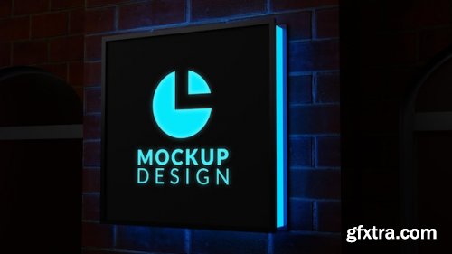 Wall sign logo mockup