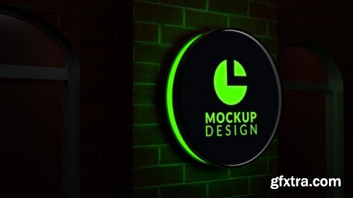 Wall sign logo mockup