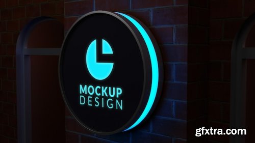 Wall sign logo mockup