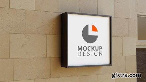 Wall sign mockup round logo mockup