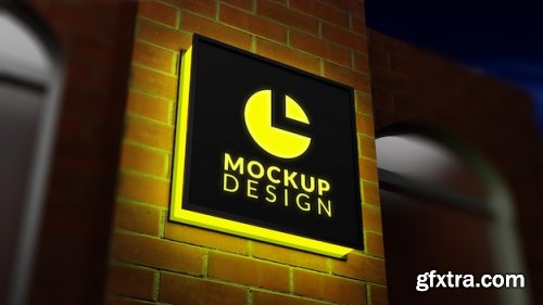 Wall sign mockup round logo mockup