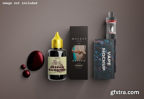 Liquid vape dropper bottle with box mockups set