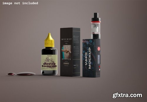 Liquid vape dropper bottle with box mockups set