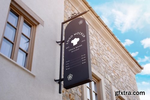 Large black vertical sign logo mockup