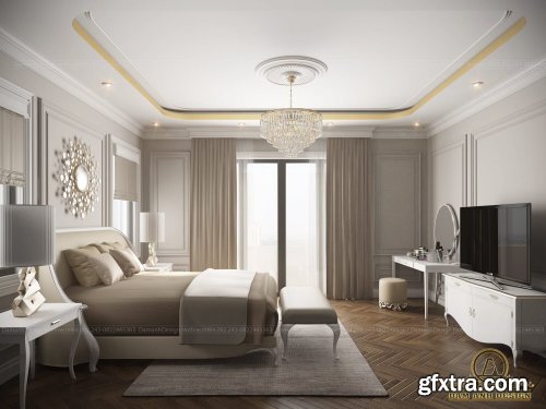 Neoclassical Bedroom Interior by Dam Anh