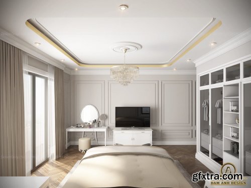 Neoclassical Bedroom Interior by Dam Anh