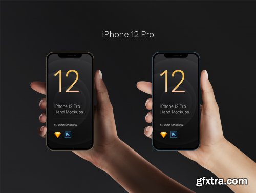 2 Hands Mockups iPhone 12 Pro & iPhone 12