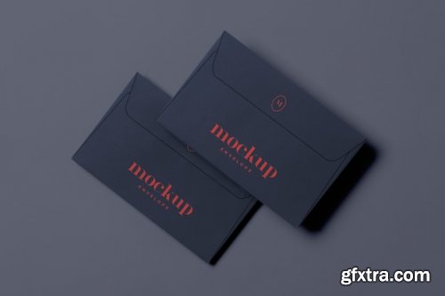 Top view on dark envelope mockups