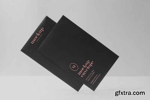 Top view on dark envelope mockups