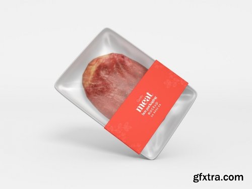 Frozen meat tray box packaging mockup