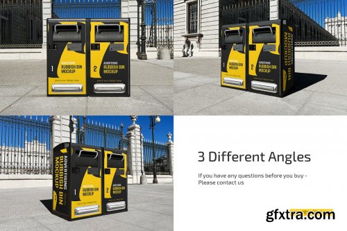 CreativeMarket - Advertising Rubbish Bin Mockup Set 7221190