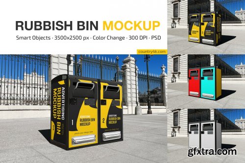 CreativeMarket - Advertising Rubbish Bin Mockup Set 7221190