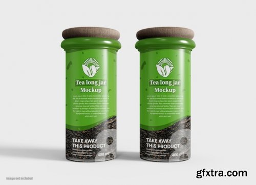 Green tee packaging glass jar mockup