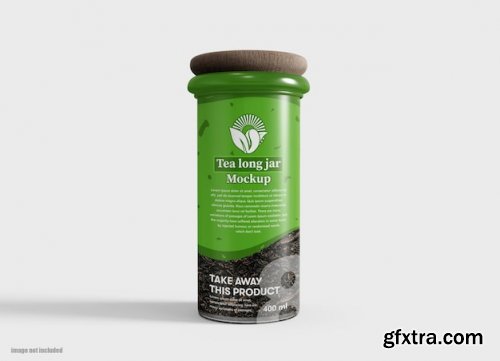 Green tee packaging glass jar mockup