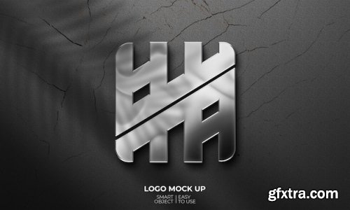 Silver texture logo mockup