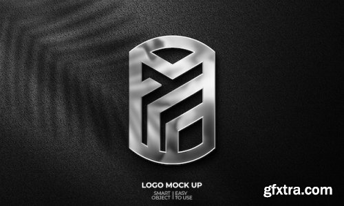 Silver texture logo mockup