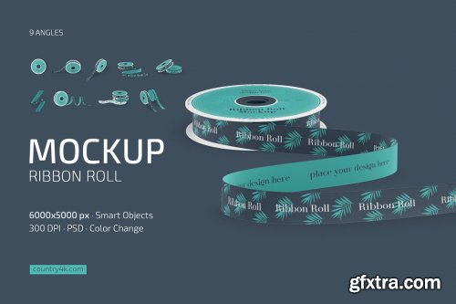 CreativeMarket - Ribbon Roll Mockup Set 7215249