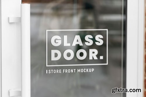 Close up on glass store window mockup