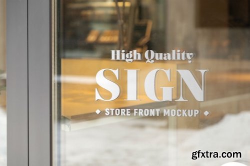 Close up on glass store window mockup