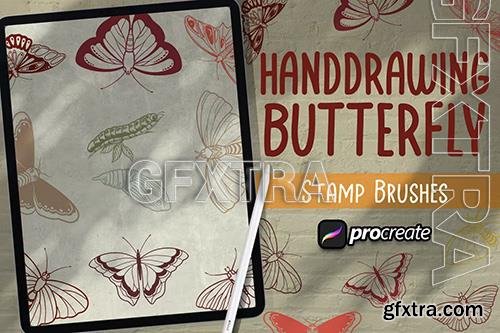 Hand Drawing Butterfly Brush Stamp M7FHPX8