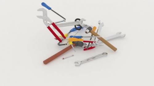 Videohive - Various kinds of repair tools fell to the ground - 29811284 - 29811284