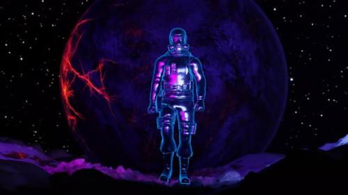 Videohive - A Neon Astronaut Walks the Planet - 38093338 - 38093338