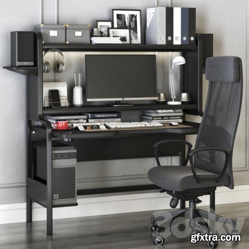 IKEA workplace set with FREDDE desk and MARKUS chair