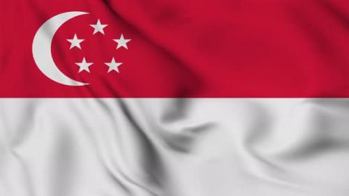 Videohive - Singapore flag seamless closeup waving animation - 38115736 - 38115736