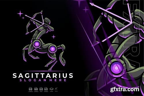 Modern Mecha Robotic Zodiac Sagittarius Logo Icon