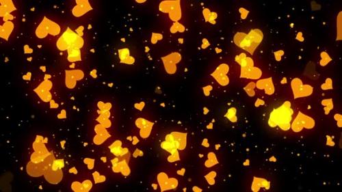 Videohive - Romantic Yellow Hearts Glowing Animation - 38060845 - 38060845