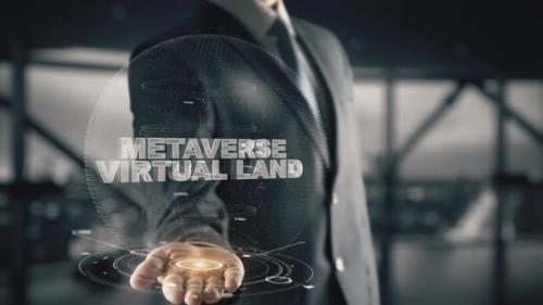 Videohive - Businessman with Metaverse Virtual Land Hologram Concept - 38107305 - 38107305