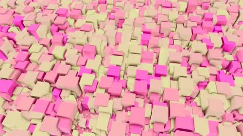 Videohive - Abstract Pulsating Waves of Soft Pink and Beige 3D Rectangles - 38023862 - 38023862