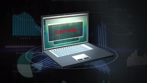 Videohive - Internet security warning on animated screen of digitally generated laptop. Virus warning message on - 38027518 - 38027518