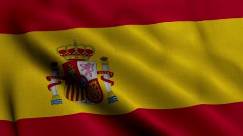 Videohive - Spain Satin Flag. Waving Fabric Texture of the Flag of Spain, Real Texture Waving Flag of the Spain. - 38028317 - 38028317