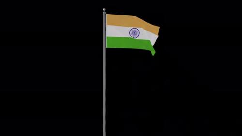 Videohive - India Flag Pole Loops With Alpha - 38029980 - 38029980