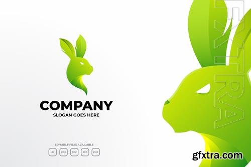 Head Green Rabbit Gradient Animal Logo Design